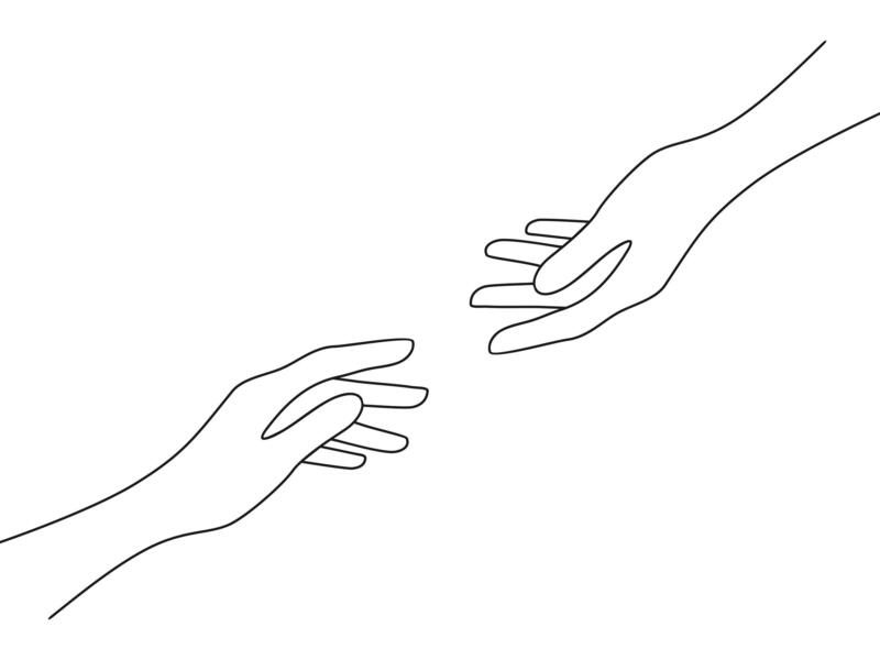 An illustration of hands reaching out to each other 