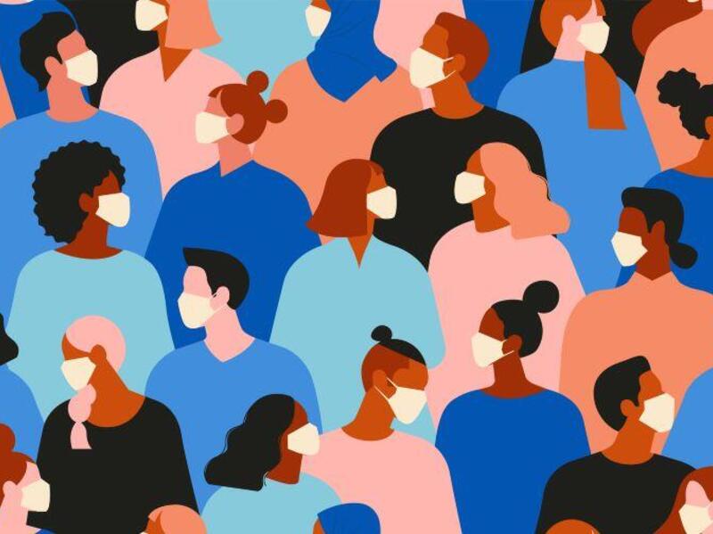 Woman wearing a facemask