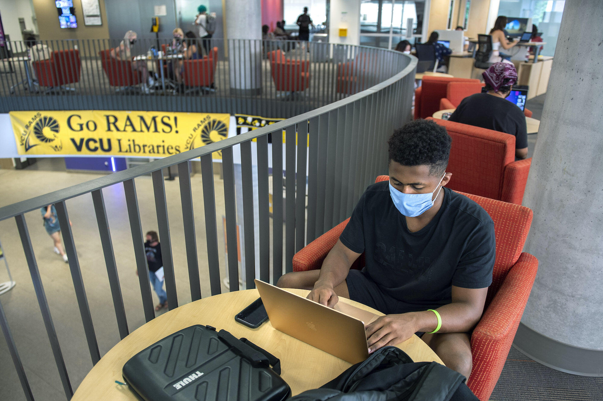 Maher Mubarak studying in Cabell Library