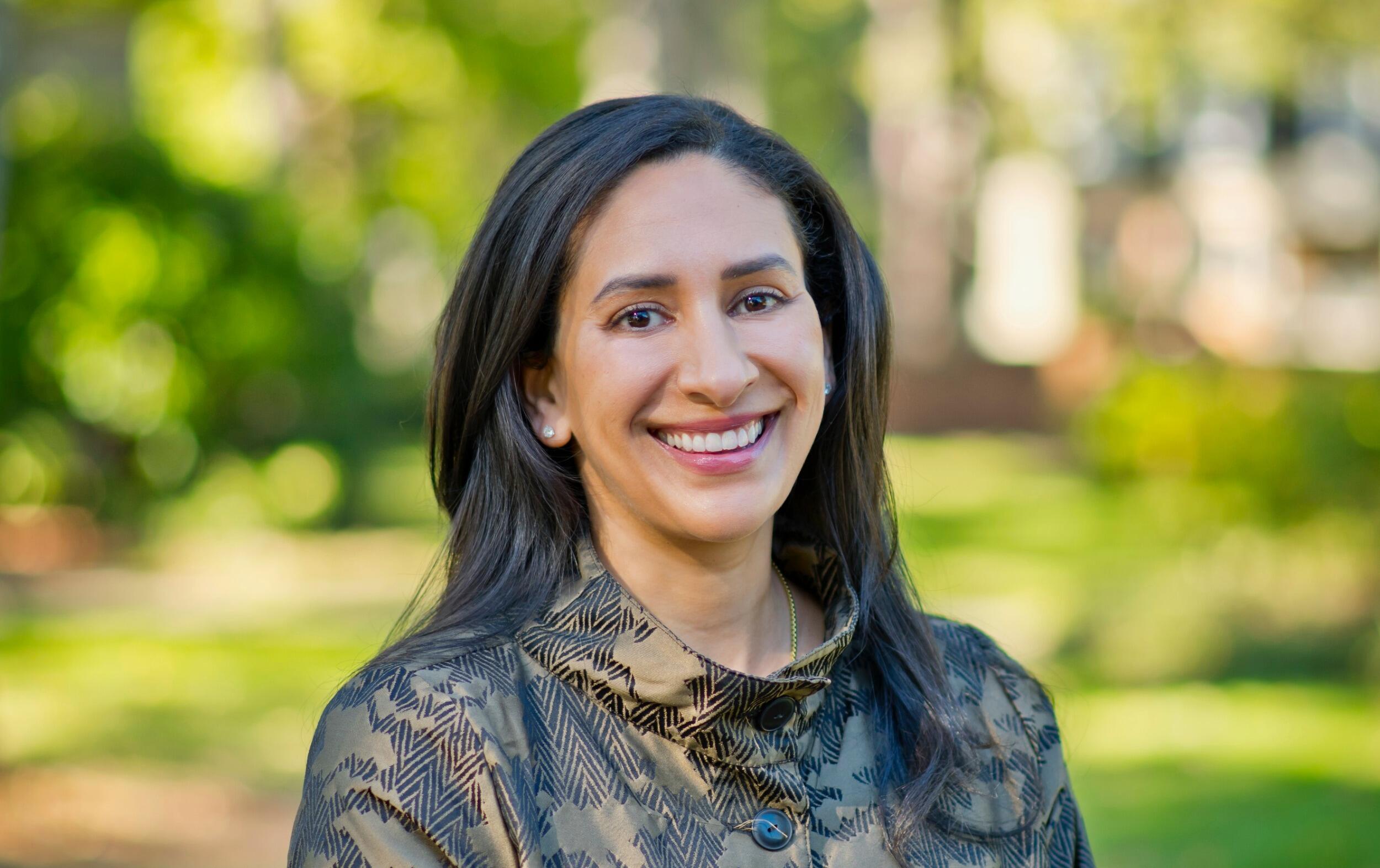 A photo of a woman from the chest up