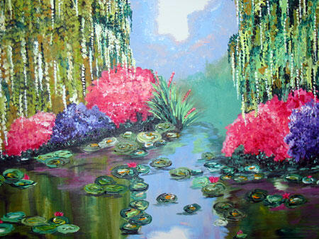 Rochelle Malpaya’s “Serenity,” an acrylic painting on canvas, received second place in the adult amateur category.

Photo by Brooklyn Jones, VCU News Services