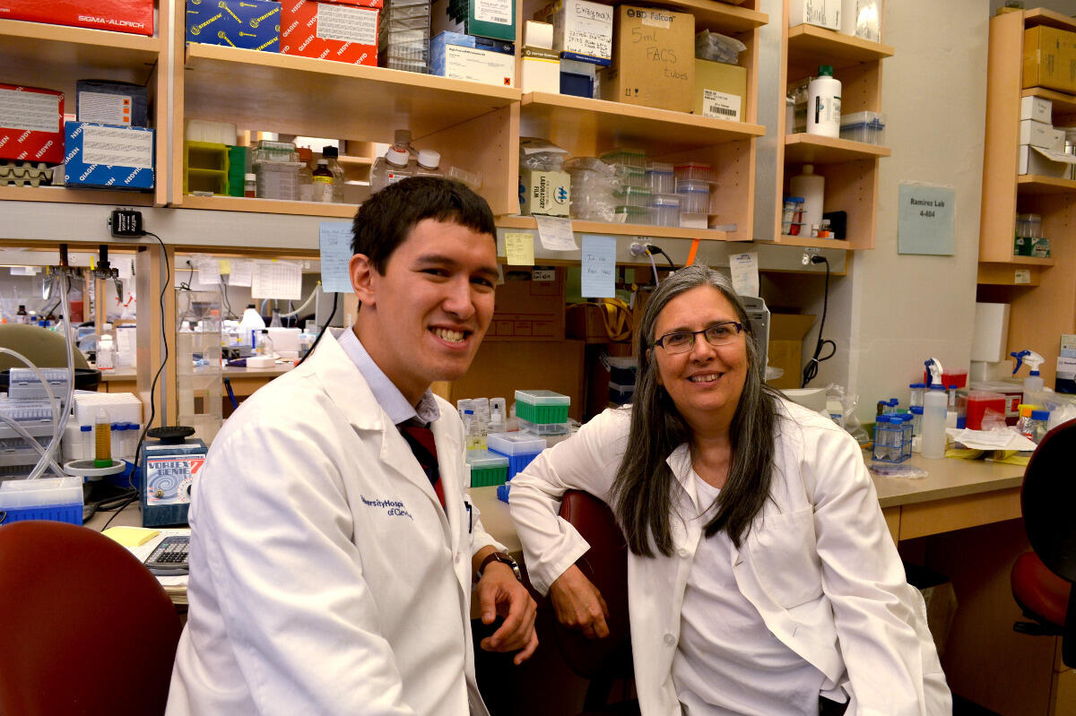 Zachary Maas with Diana Ramirez-Bergeron, Ph.D., Maas' mentor at Case Western Reserve University. 