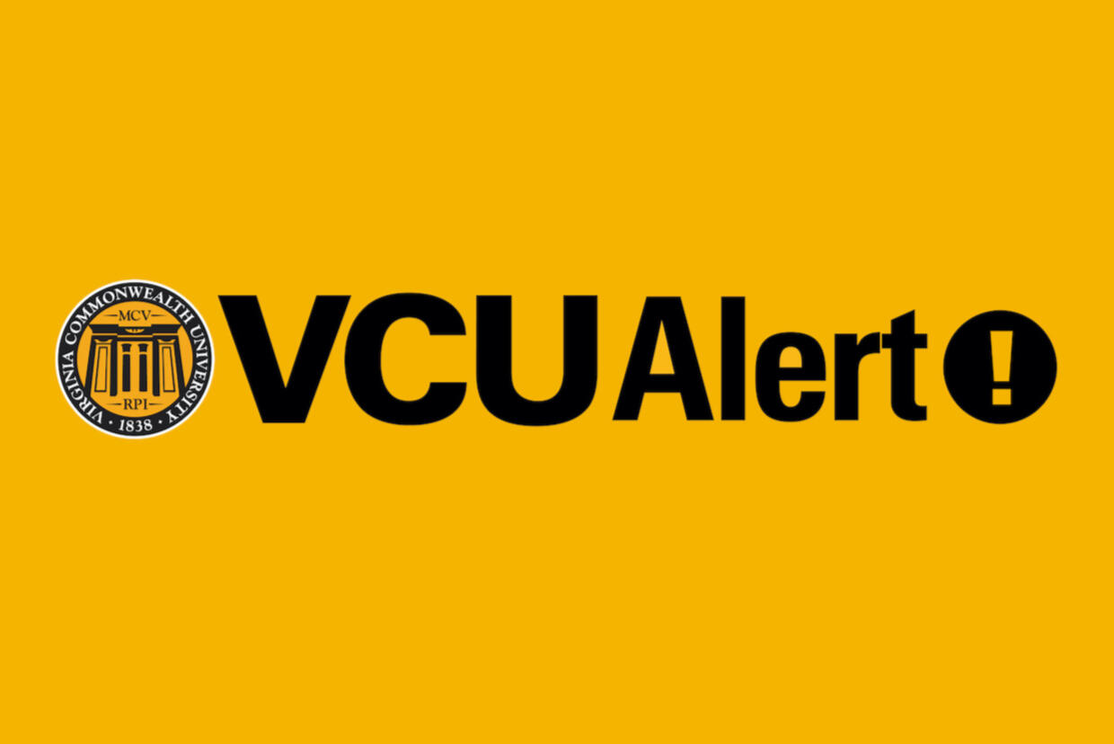 The words VCU Alert in black lettering against a gold background and alongside a VCU logo.