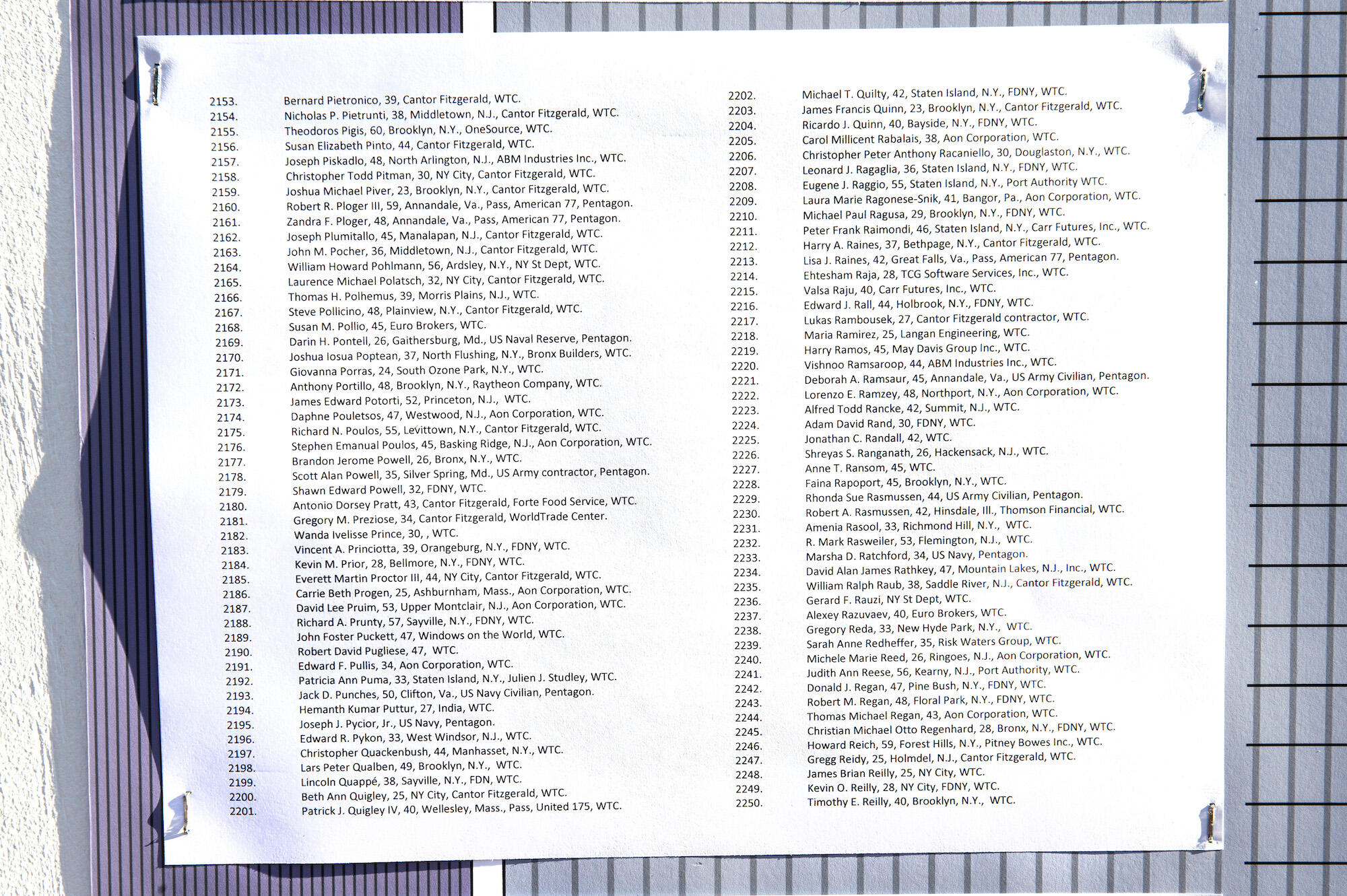 list of names of victims during the 9/11 attacks