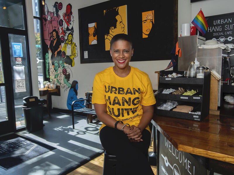 A person pictured inside of a store.