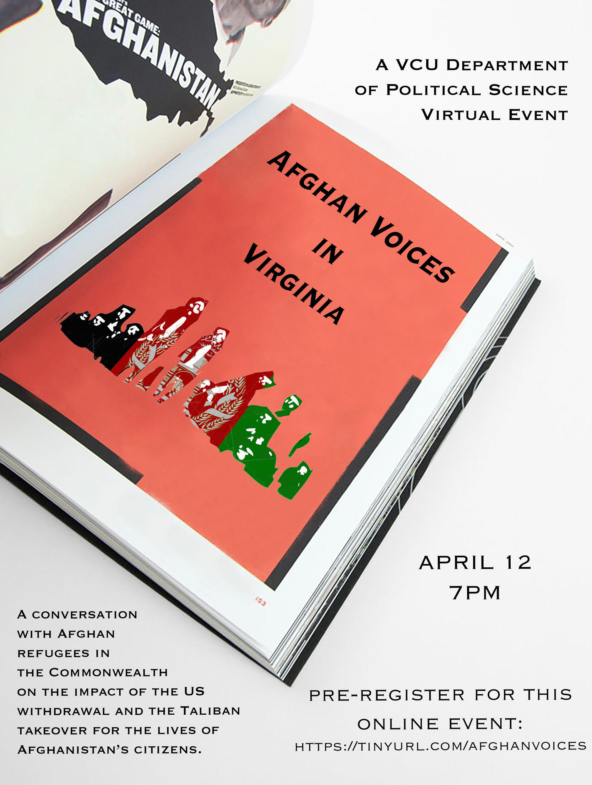 A flyer for ‘Afghan Voices in Virginia’
