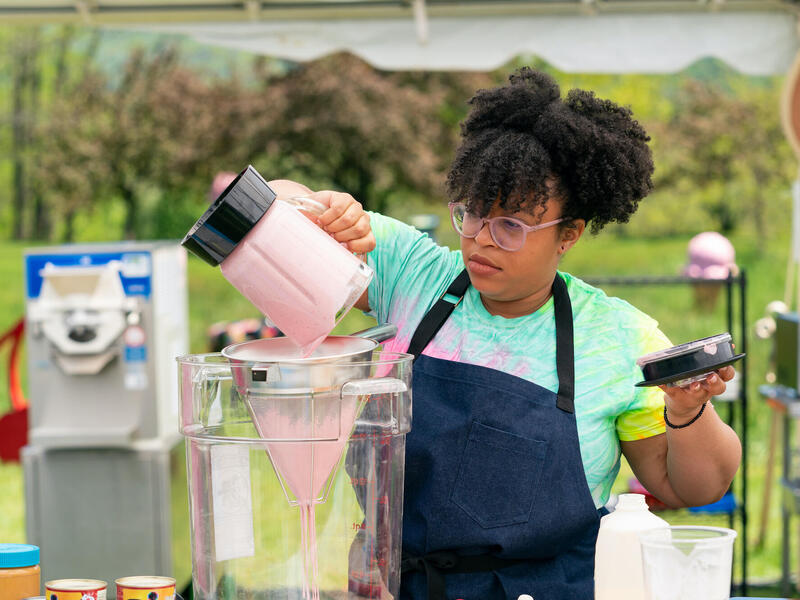 Rabia Kamara on set on \"Clash of the Cones.\"