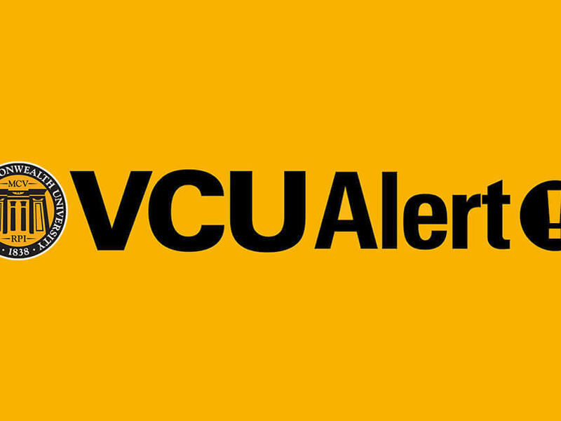A yellow background with black text that says \"VCU Alert!\"