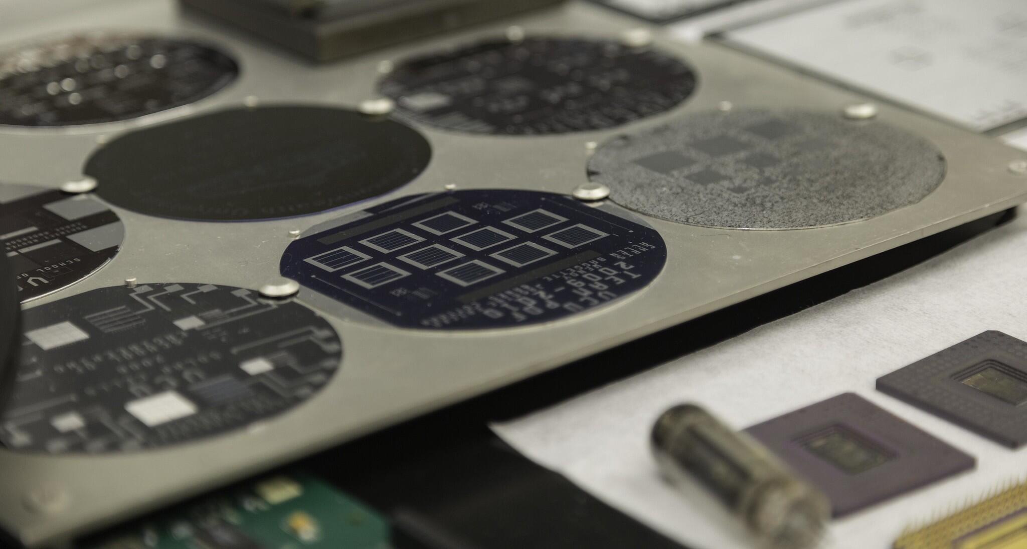 A photo of semiconductor chips.