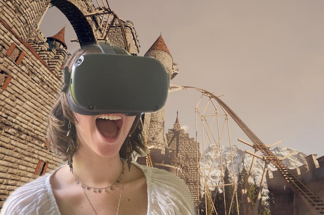 young woman wearing a VR headset