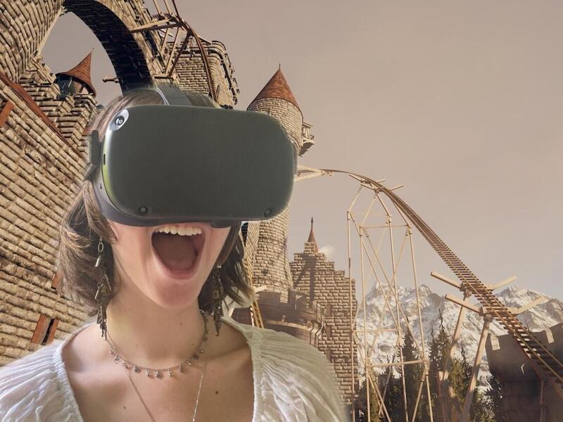 young woman wearing a VR headset