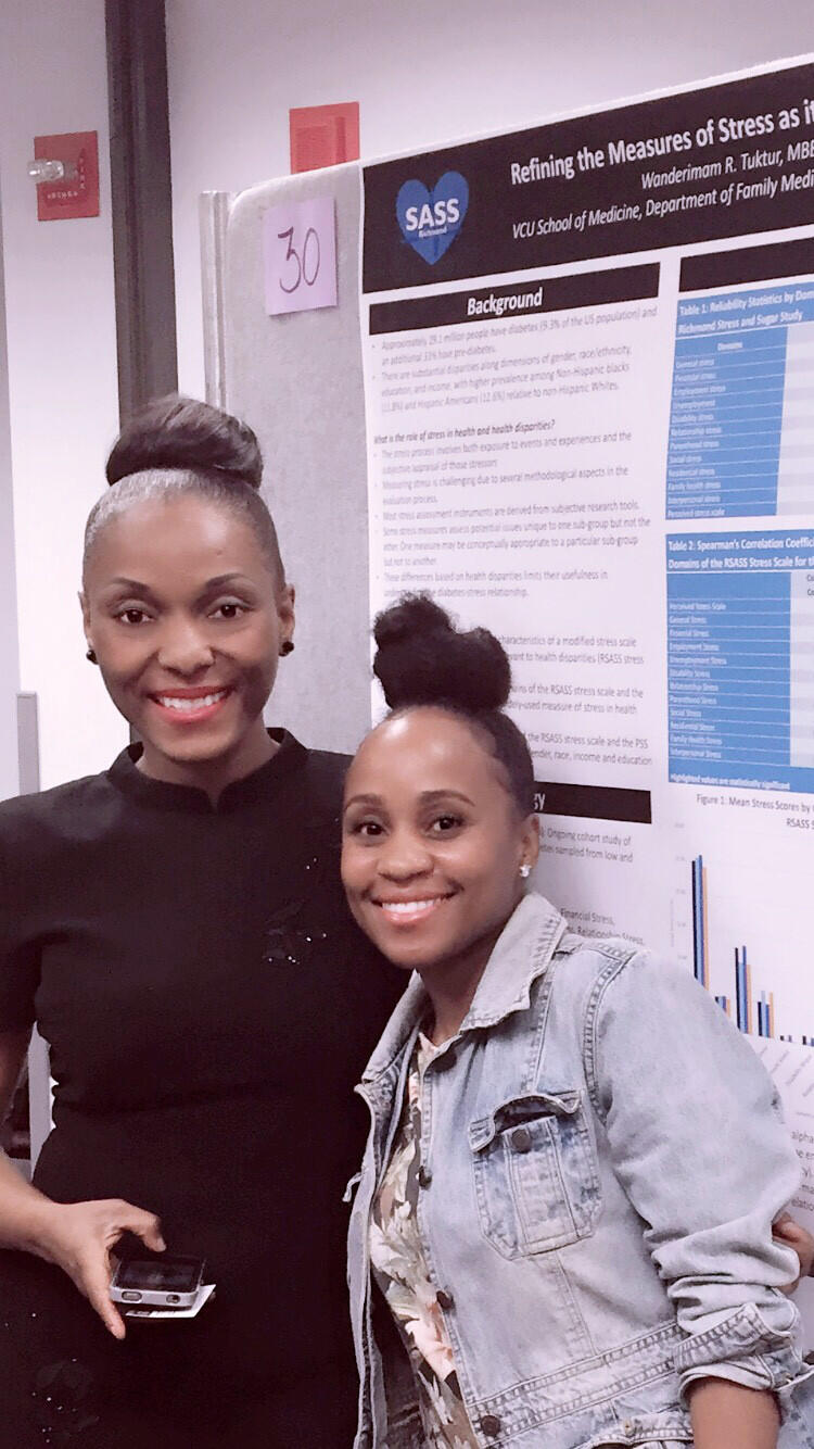 Wanderimam Tuktur worked with project coordinator Evanise Lexima to evaluate a modified stress scale for the Richmond Stress and Sugar Study. The stress scale accounts for the impact of social disparities of health on stress.