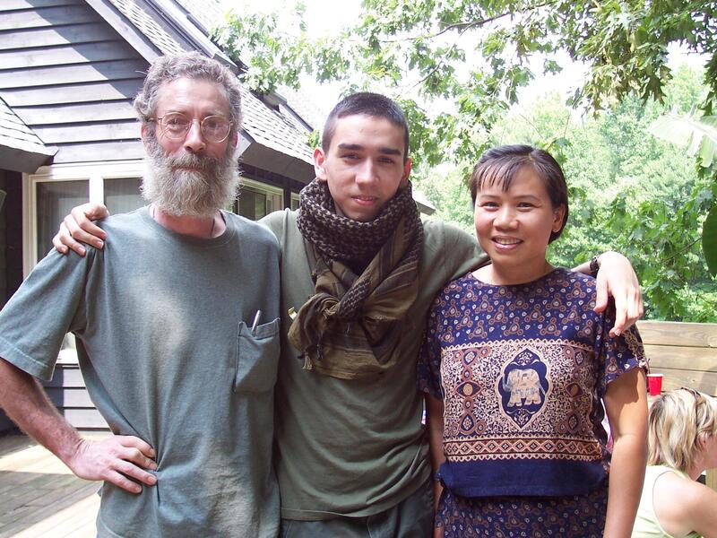 Karl Linn (middle) shares a happy moment with his father Dick Linn and mother Malisa.