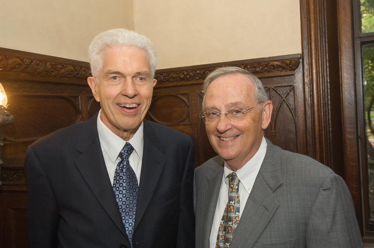 Brandt and former VCU President Eugene Trani at the 2005 dedication of Brandt Hall.