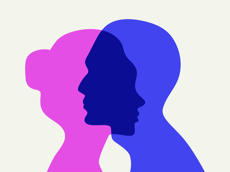 illustration of two overlapping silhouettes of people