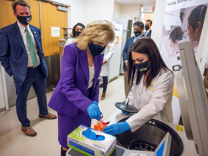 First lady Jill Biden meets with V C U researchers Feb. 24