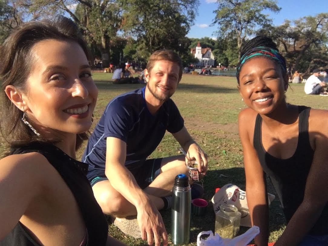 Gordon, right, with a friend from Argentina she met while at VCU, along with her brother, at a park in Buenos Aires. 