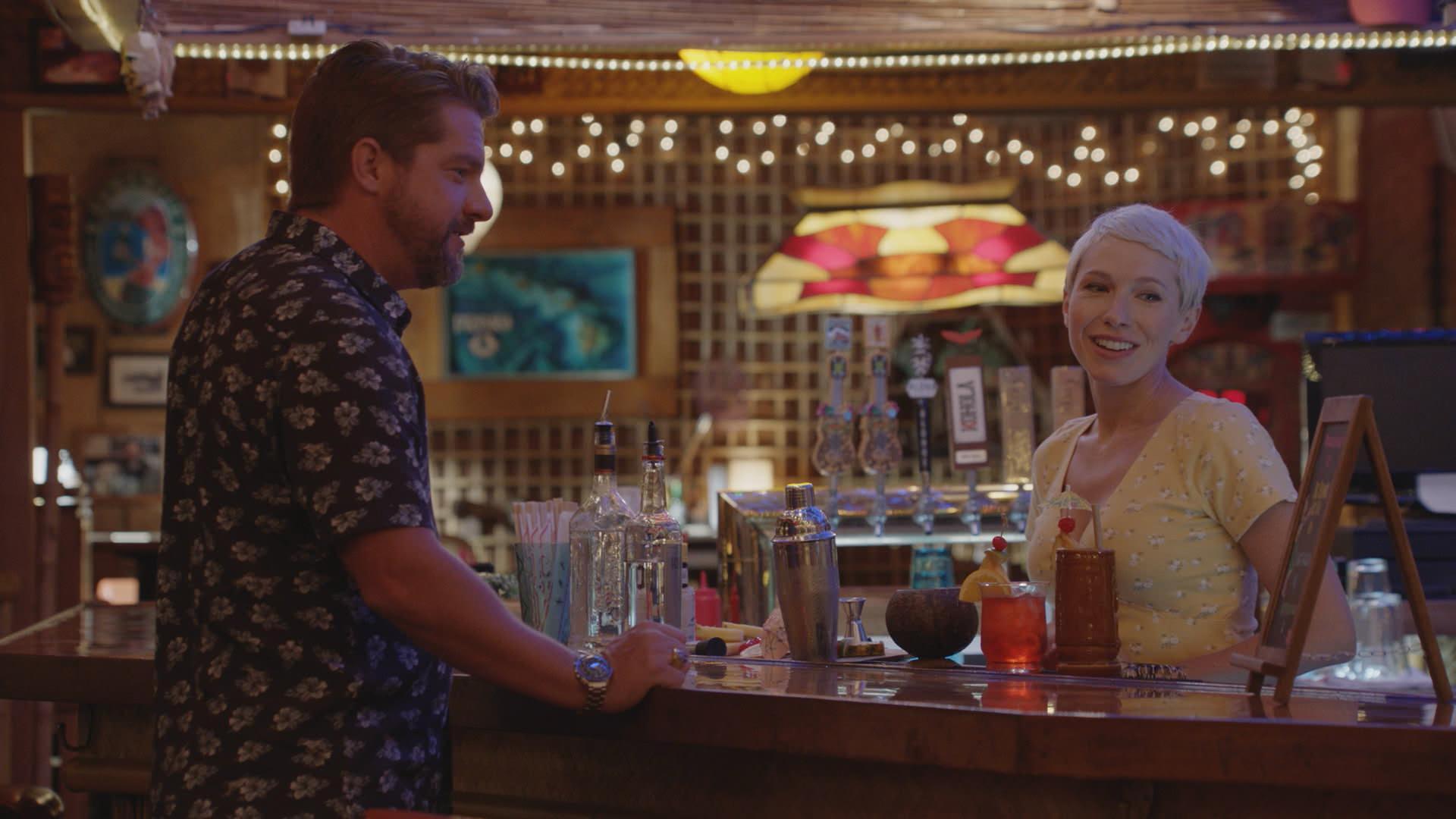 Zachary Knighton and wife Betsy Phillips (as Suzy Madison) in Magnum P.I.