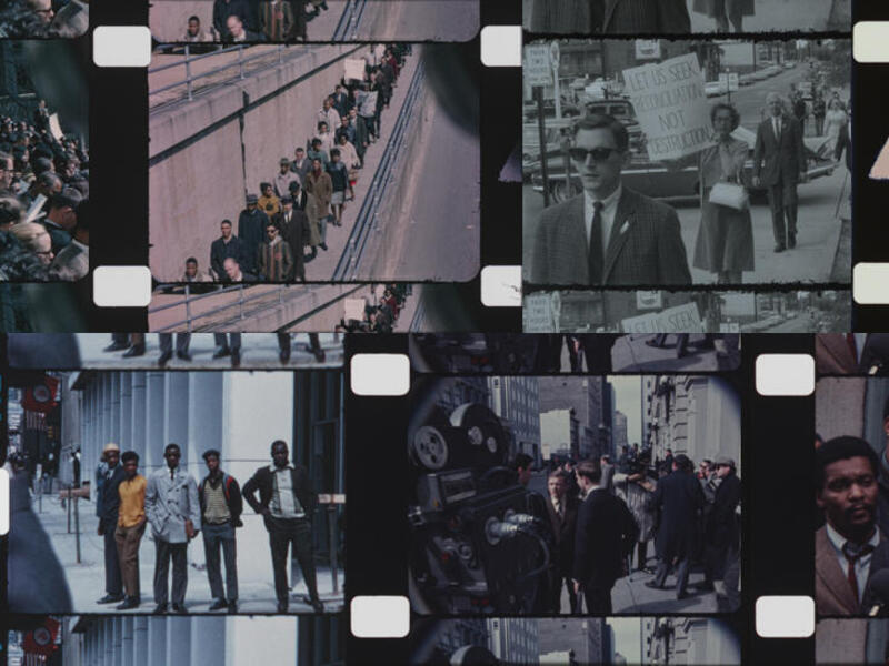 A collage of several images of people at a variety of events.