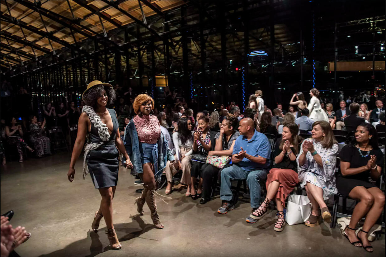 Her grandfather's Chicago home inspired the designs of Maya Cross, right.