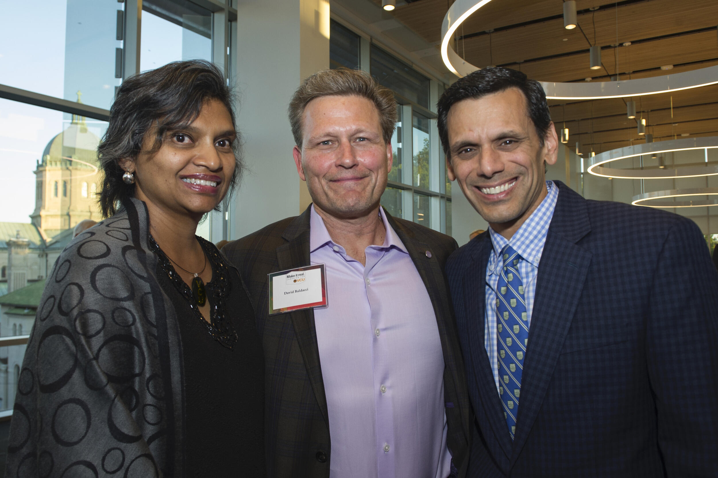 From left to right: Monica Rao, David Baldacci, Michael Rao.