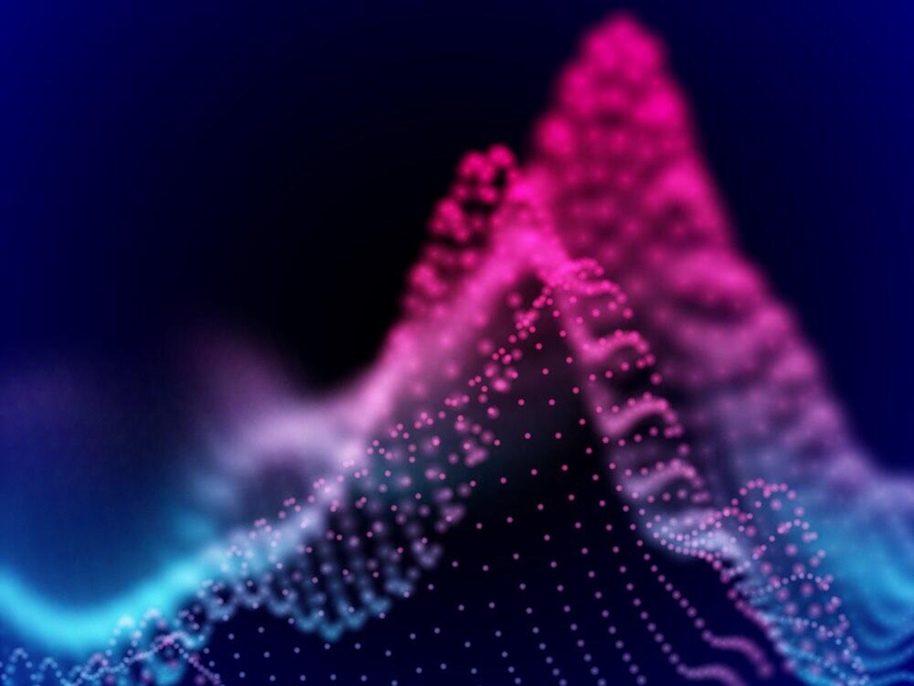 Pink and blue sound wave. 