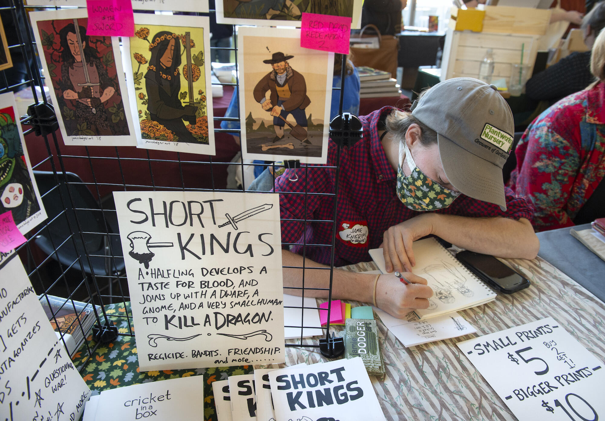 Jamie Knierim, VCU spring 2020 graduate known as \"Dodger\" works on his art.