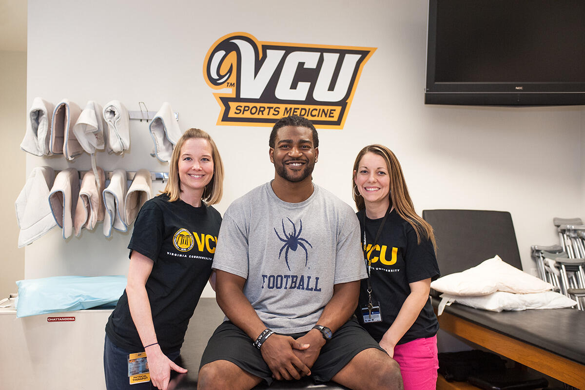 (From left to right) Ashley Harwood, D.P.T., Tim Hightower and Rebecca Moran, D.P.T.