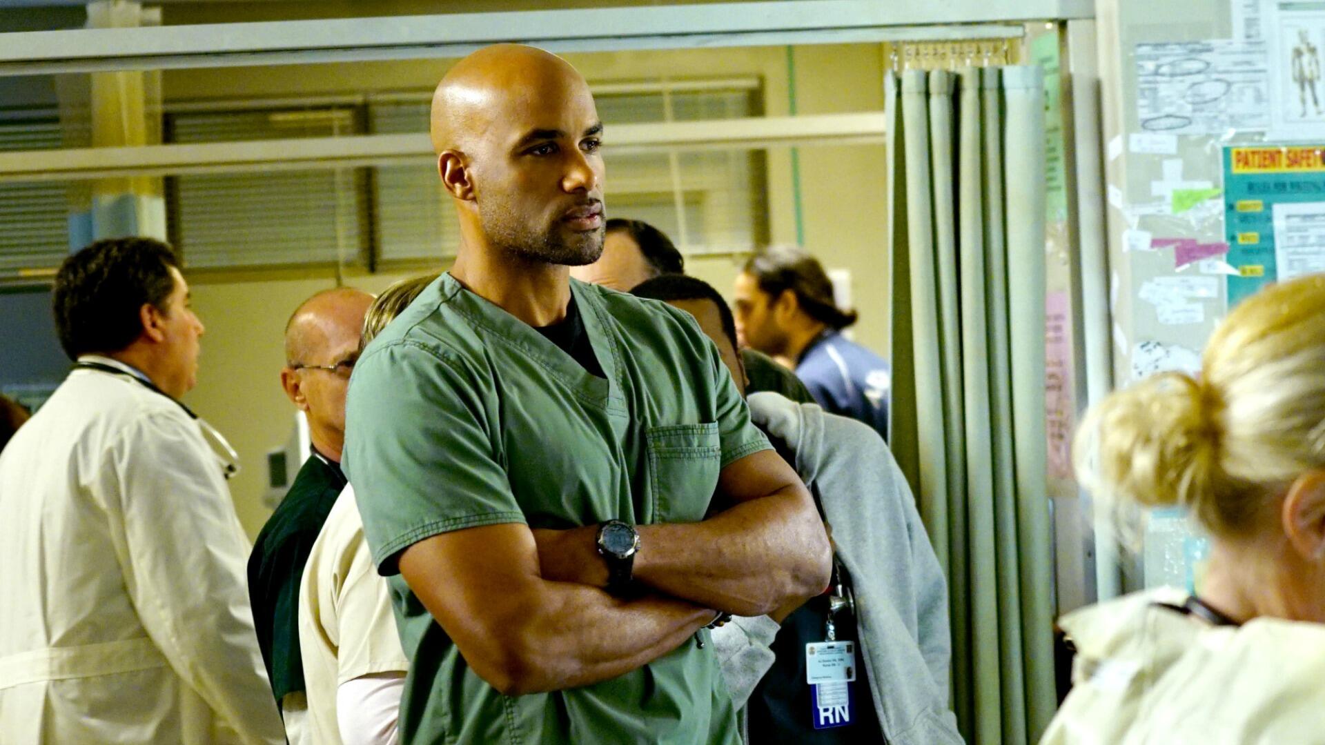 Boris Kodjoe as Dr. Will Campbell on the set of CBS drama "Code Black." (Photo courtesy of CBS)