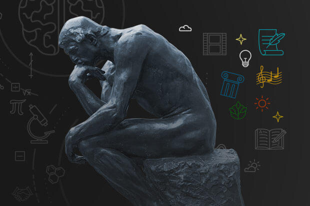 Statue of seated figure.