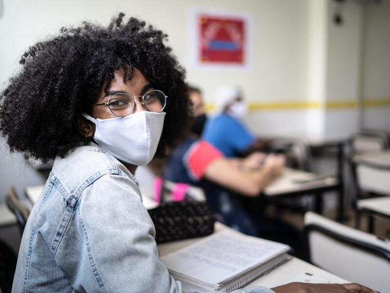 young Black girl in a school classroom