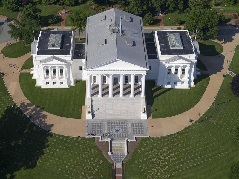 An aerial view of the Virginia Governor's mansion. 