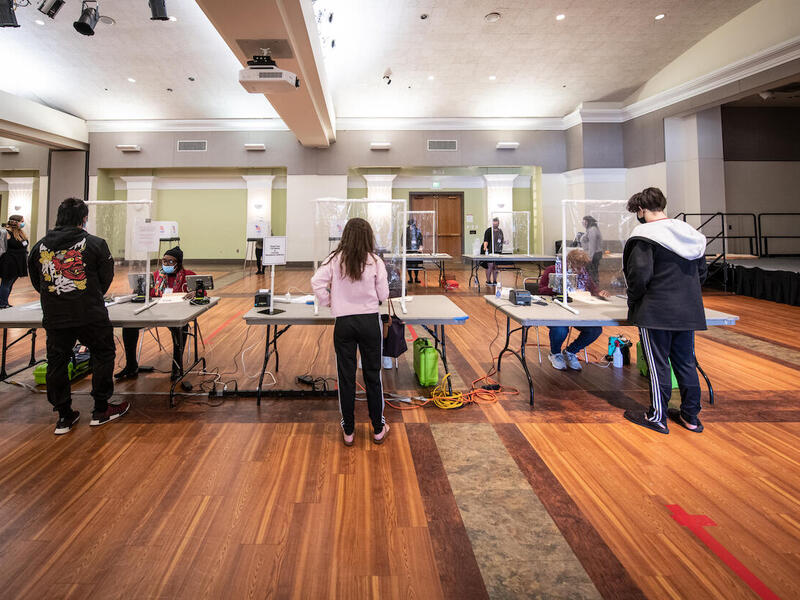 VCU students voting in 2020 at University Student Commons