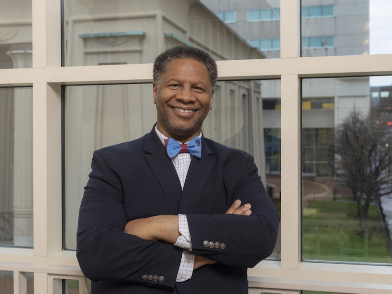 Robert Winn standing in a building on the MCV campus