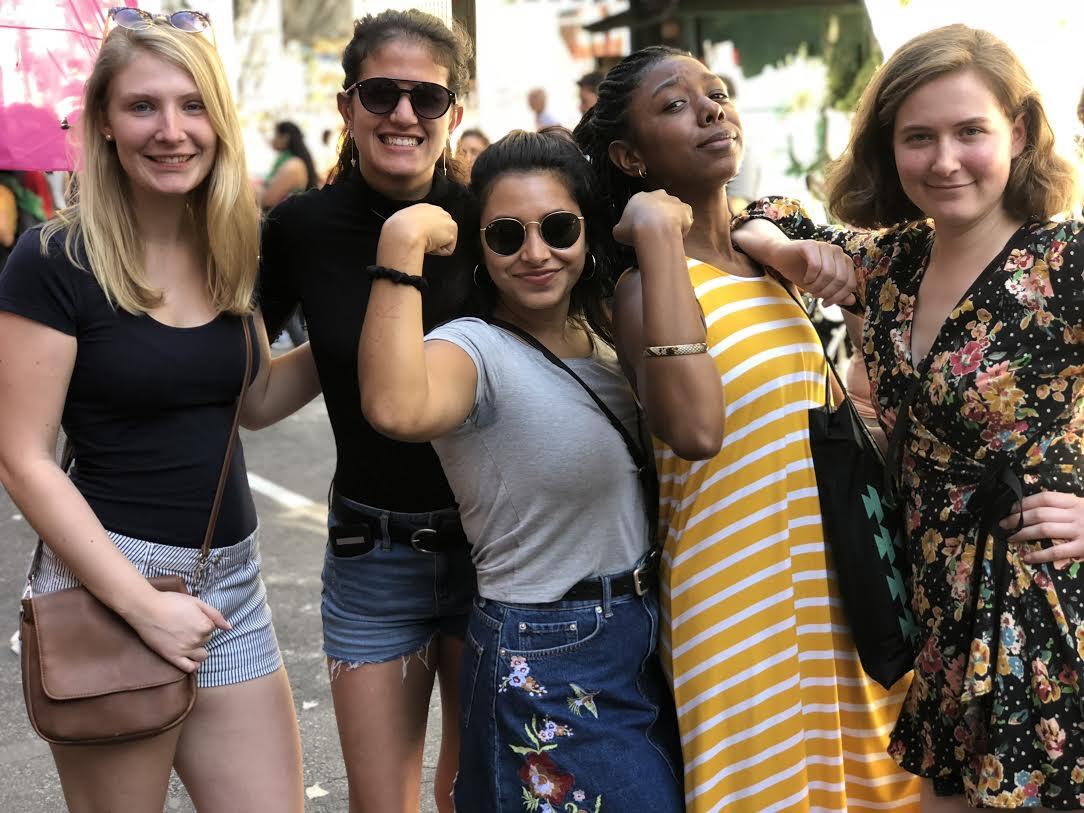 Gordon, second from right, with friends at the International Women’s Day March in Buenos Aires. 