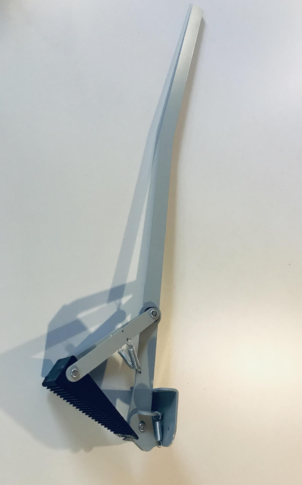 Scott Witthaus, M.A., an associate professor in the VCU Brandcenter, and the late Chris McCann, created the DropLock device, which can be safely and easily deployed to buy time during an active shooter incident and keep people safe until law enforcement arrives. Witthaus is working with a Capstone Design team to optimize the device’s wedge component. (Photo courtesy Scott Witthaus)