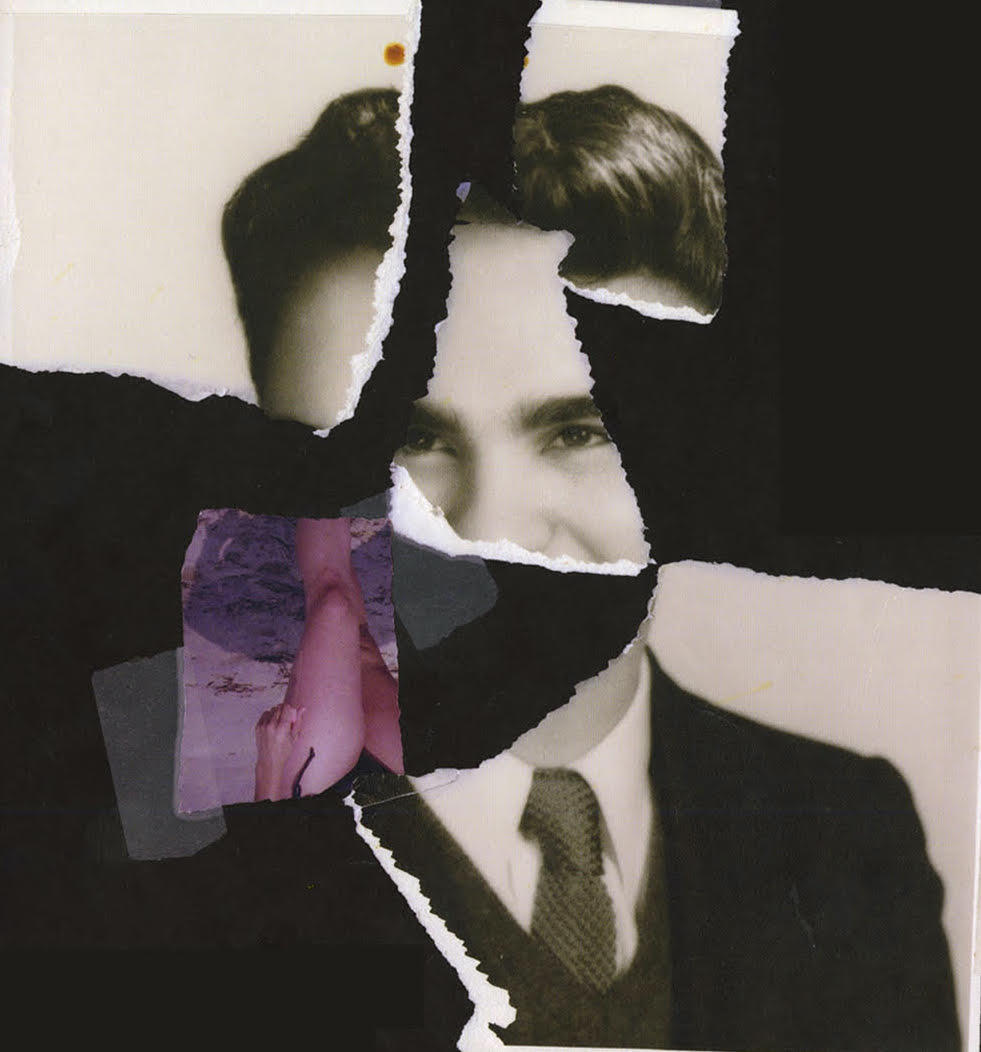 main image of the cover of “Someone’s Missing … and I Think It’s Me.” torn pieces of a photograph of a man pieced back together