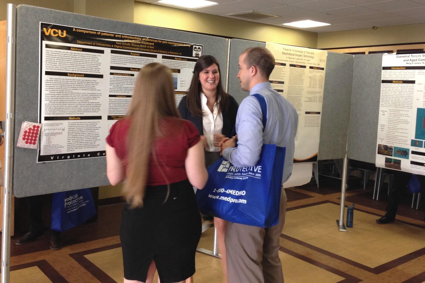 Dentistry graduate student Sara Schutte shared her research on comparing patients’ and orthodontists’ preferences for pain management during orthodontic treatment at the VCU School of Dentistry Clinical and Research Day.