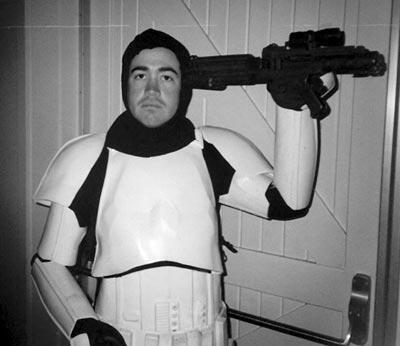 Wallin in wardrobe for his turn as a stormtrooper in "Star Wars"