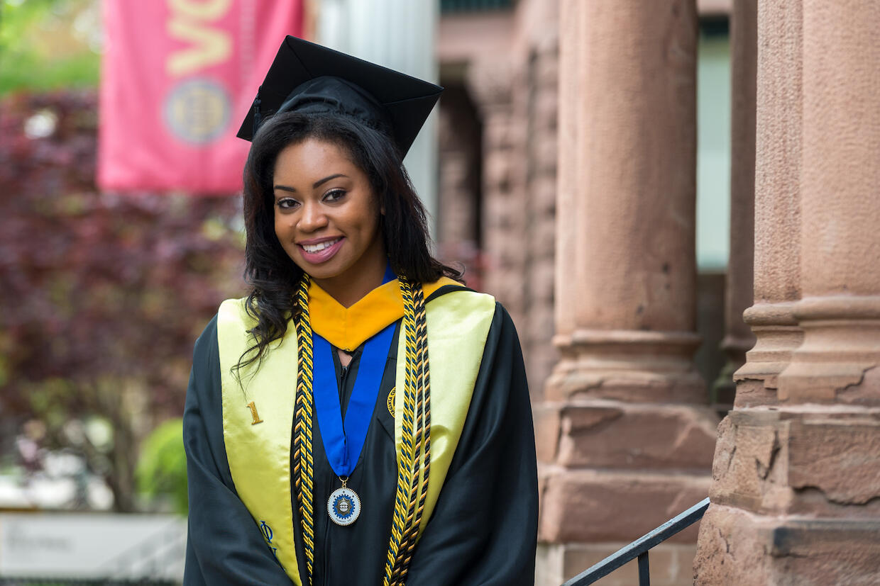 Candace Moore had to put her education on hold twice before returning to college in her 30s. "I looked at my differences as something that was going to impede me from progressing," she said. "It was actually the exact opposite. This life experience I've had shouldn't just be swept under the rug because it has taught me lessons." (Photo credit: Kevin Morley)