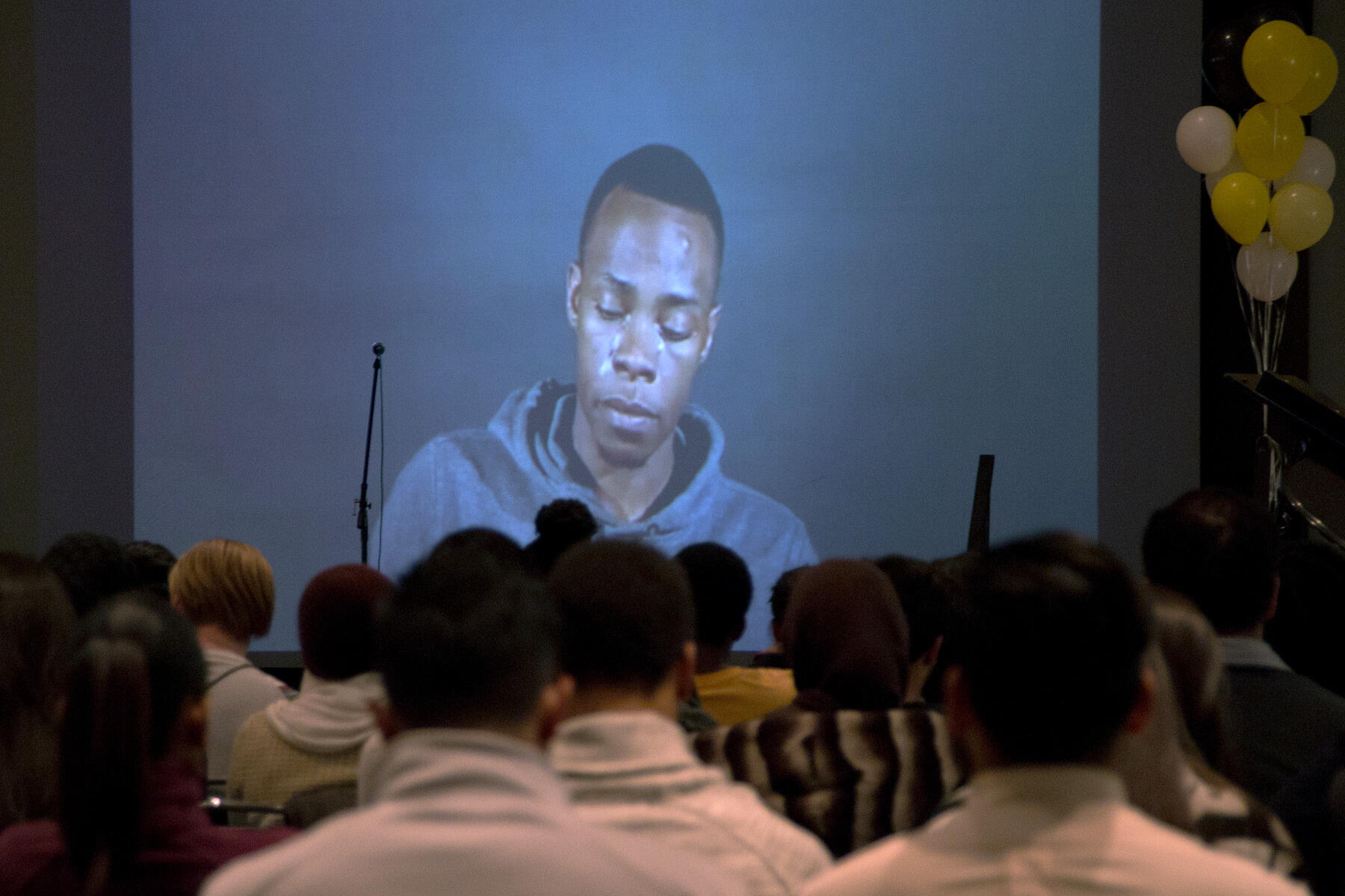 At a fundraising event last month, I RISE showed a clip of an interview with the group's most recent candidate, Jamie. Photo contributed by I RISE.