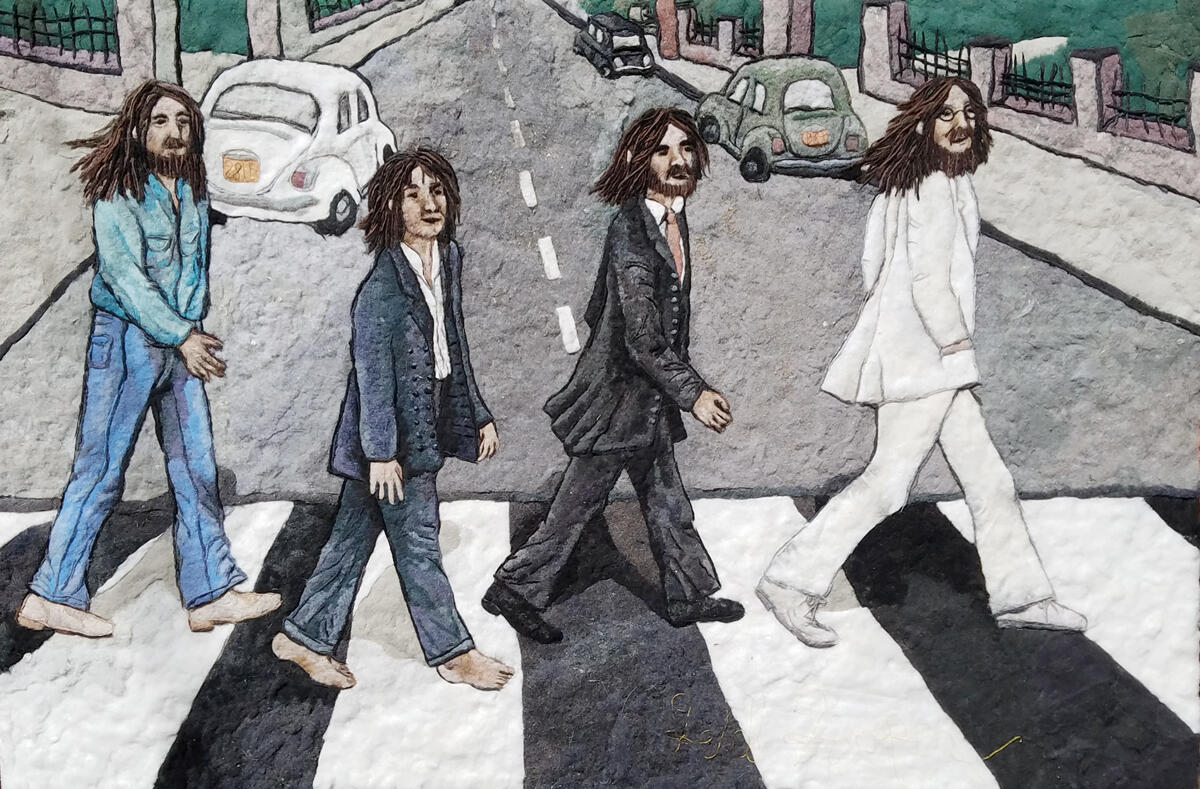Lint portrait of the Beatles' Abbey Road album cover