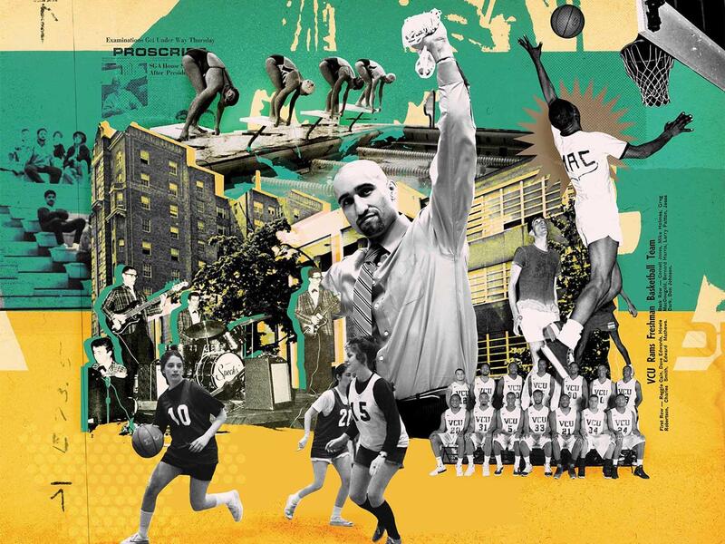 A collage of people playing various sports 