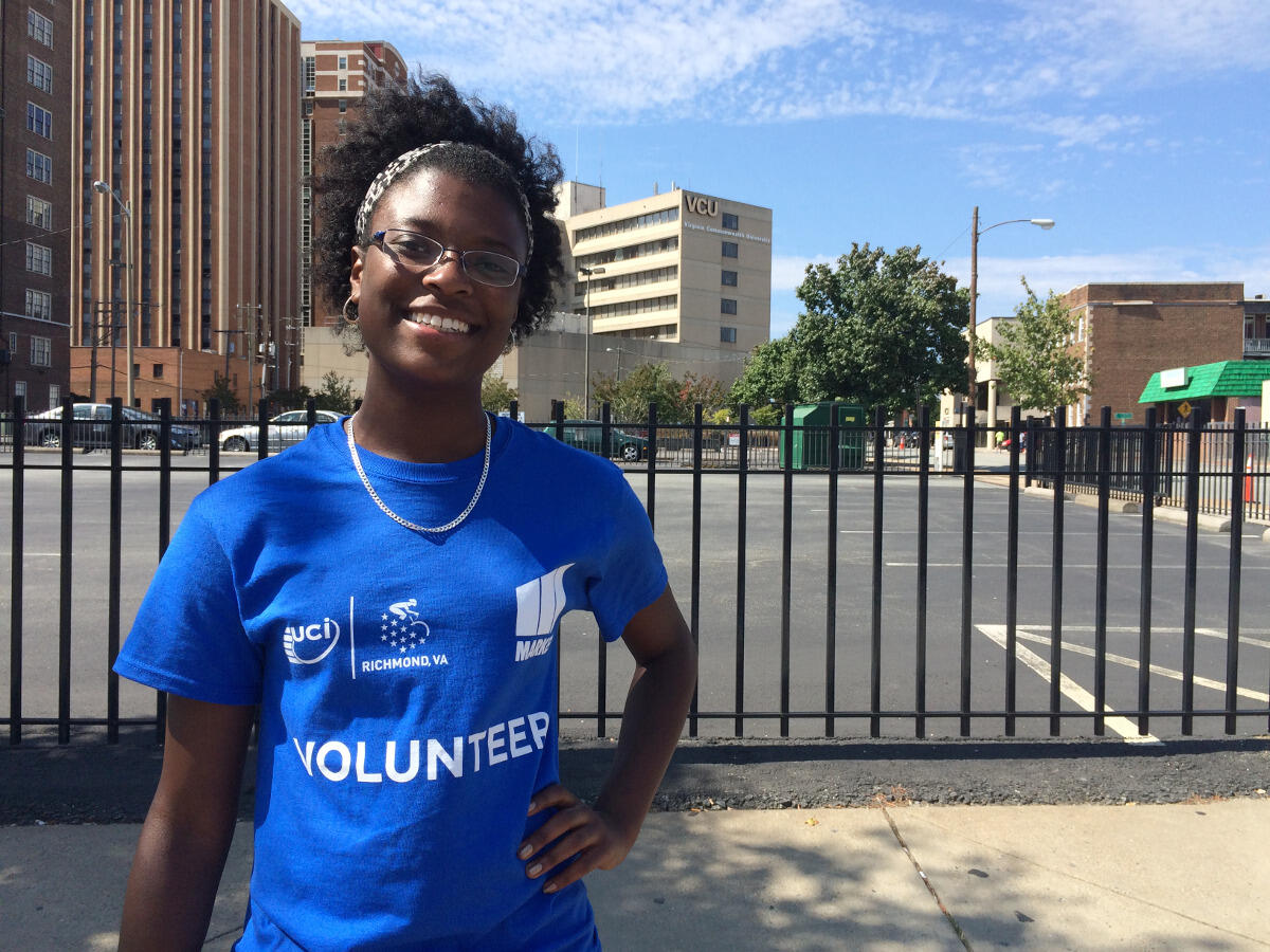 Rosette Cesar, a freshman who plans to major in mechanical engineering, volunteered with the race on Sunday.
