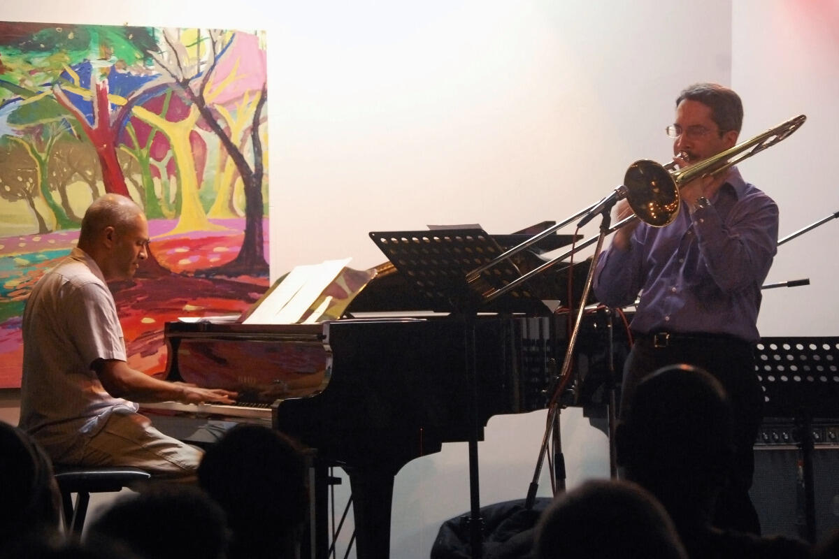 Antonio Garcia, director of jazz studies, Department of Music, VCU School of the Arts, plays trombone with the University of KwaZulu-Natal's Professor Neil Gonsalves (piano) as part of his community-engaged research project, which provided an understanding of how jazz musicians are motivated to create music as a message for positive change. Partners included VCU Jazz Studies and the University of KwaZulu-Natal’s Centre for Jazz and Popular Music.