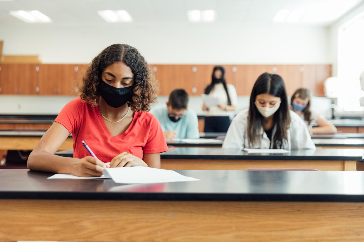 Students seated in a classroom.