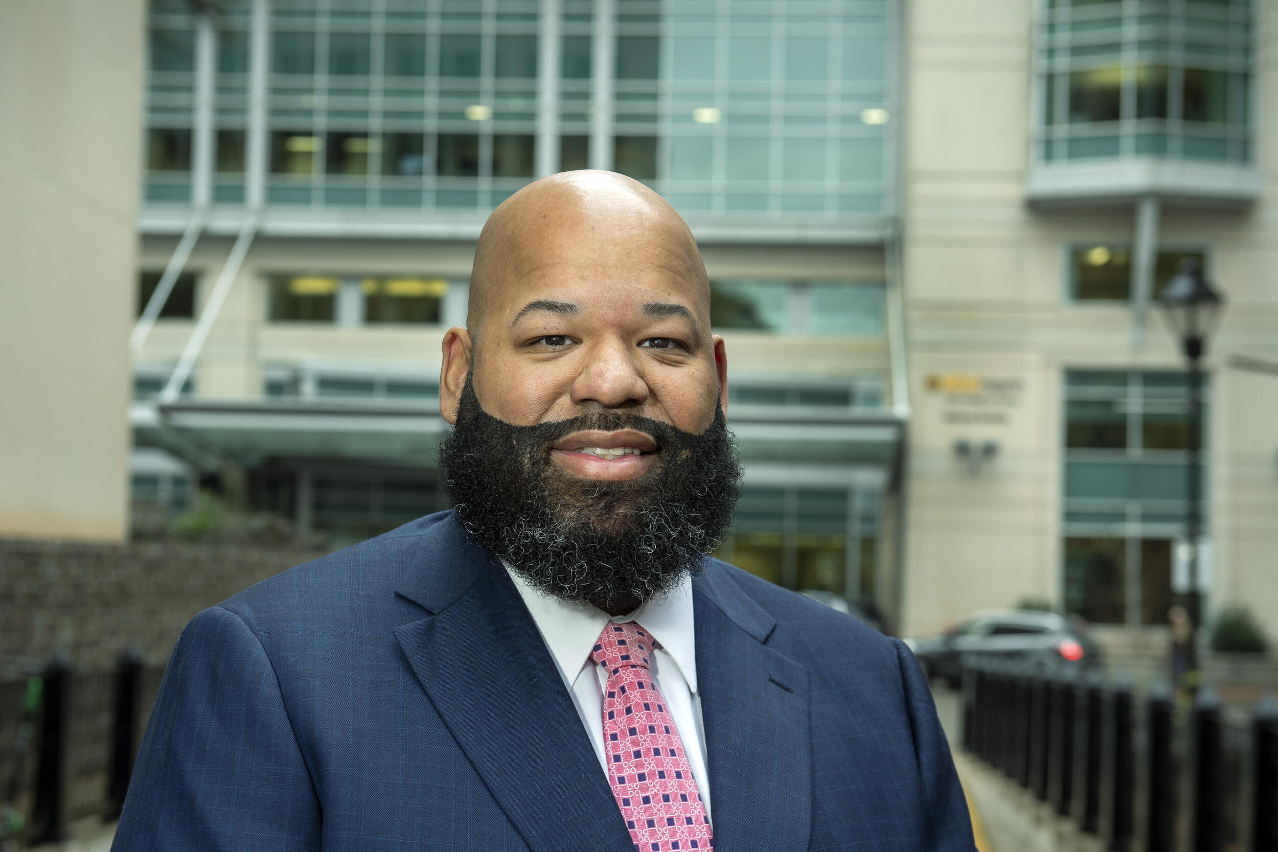 Eric Freeman, M.D. standing in front of the VCU medical center