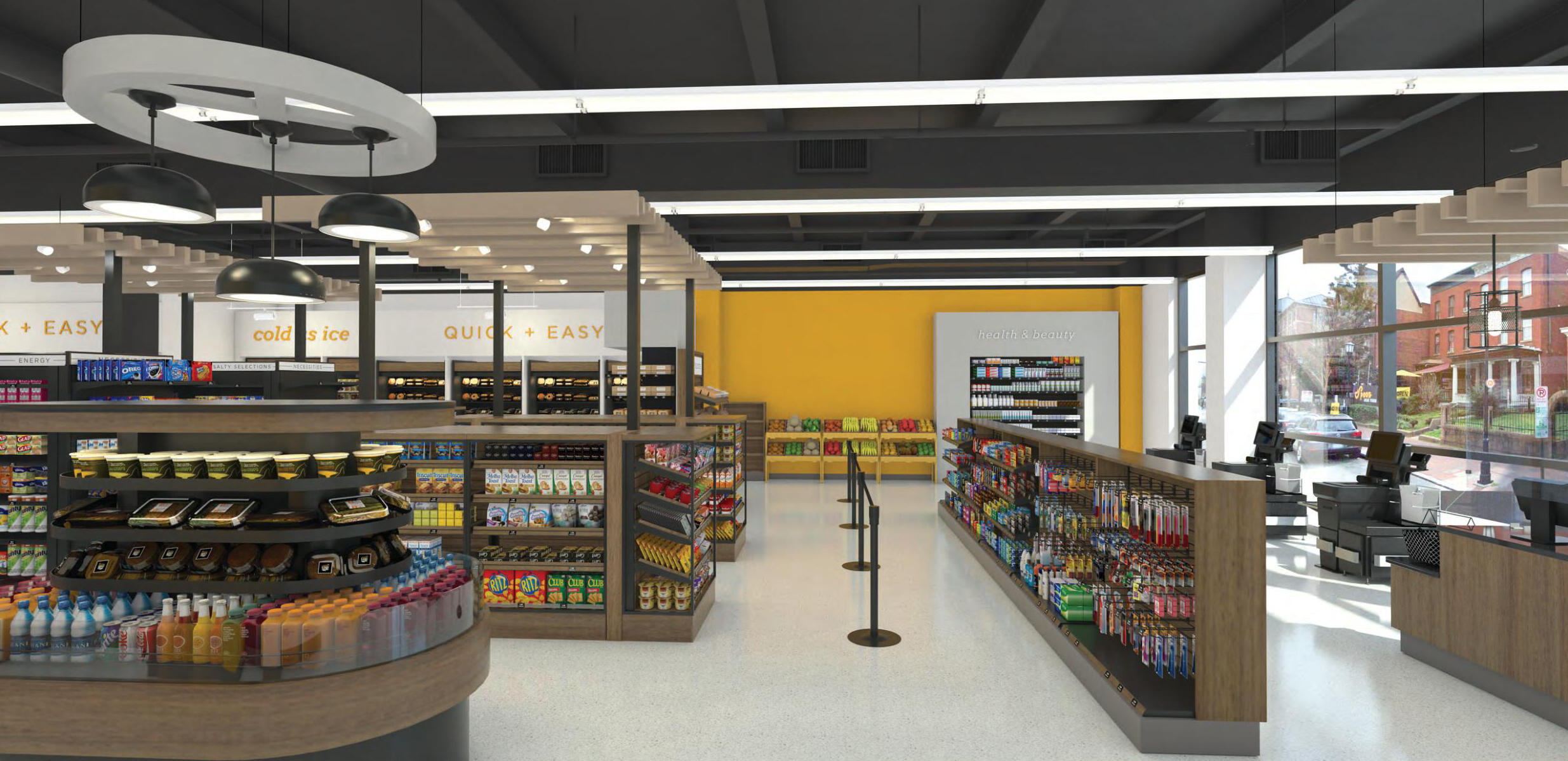 Digital rendering of the inside of Ram City Market.
