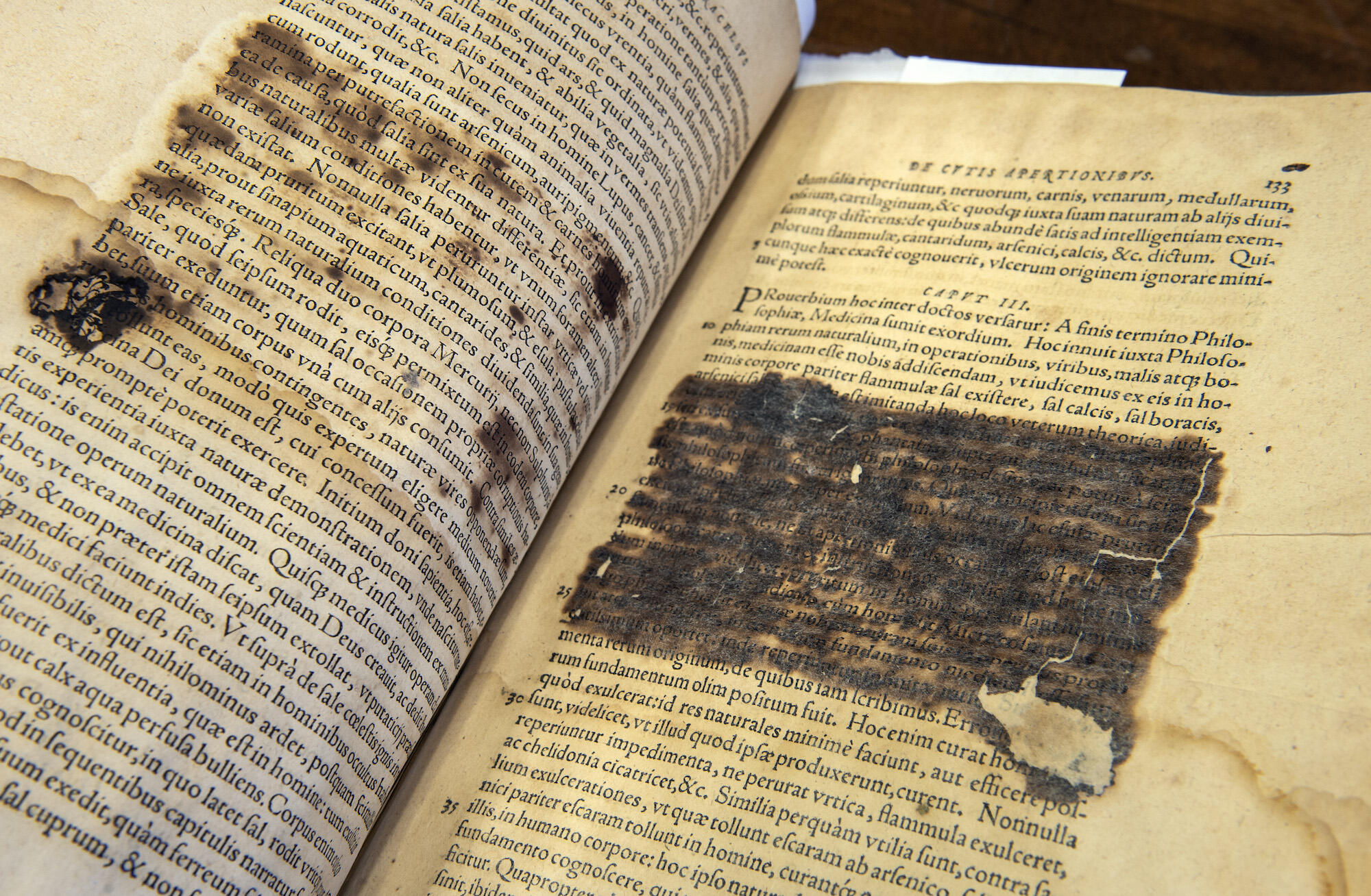 16th century medical illustration book, with passeges censored by the Catholic Church