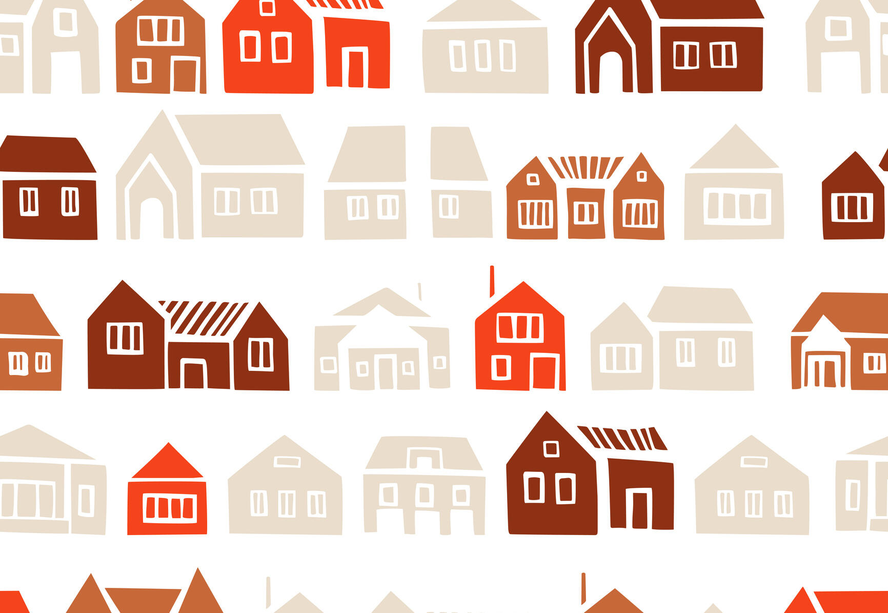 Graphic with rows of different-colored houses.